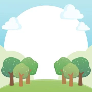 Summer green forest frame 1 Stock Illustration