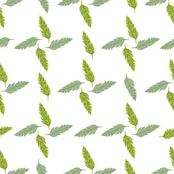 Summer green leaves seamless pattern on stripe background. Creative foliage o Stock Illustration