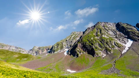 Summer green mountain valley  time lapse scene Stock Footage 289623307