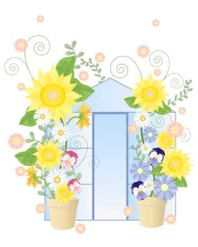 Summer greenhouse Stock Illustration