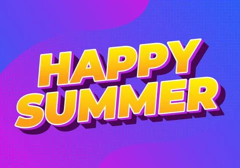 Summer greeting banner with bold 3d typography saying happy summer on purpl.. イラスト素材