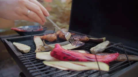 Summer grilling in the backyard Stock Footage 270154291