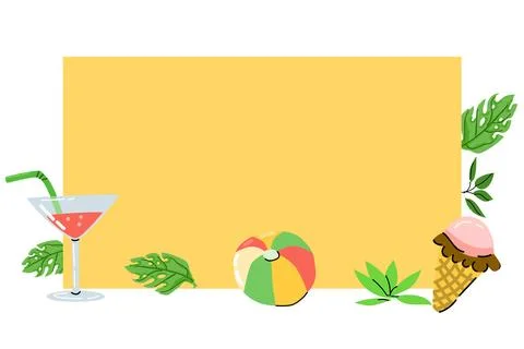 Summer hand drawn background with beach elements Stock Illustration