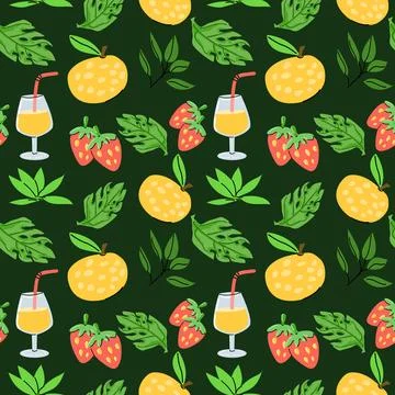 Summer hand drawn dark background with beach elements Stock Illustration