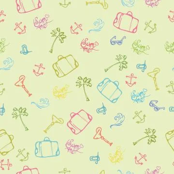 Summer hand drawn pattern Stockillustratie