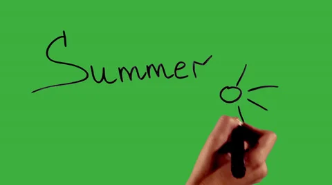 Summer - Hand writing on green screen Vídeos de archivo 33784084