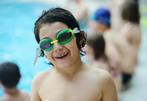 Summer happy time on pool Foto stock