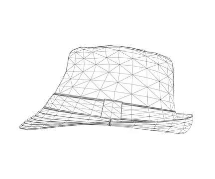Summer hat frame from black lines isolated on white background. Side view. 3D Stock Illustration