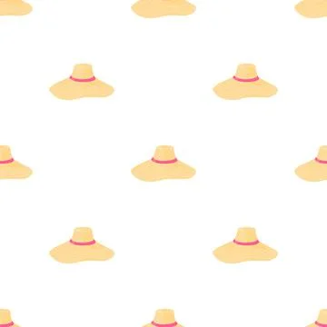 Summer hat pattern seamless vector Stock Illustration