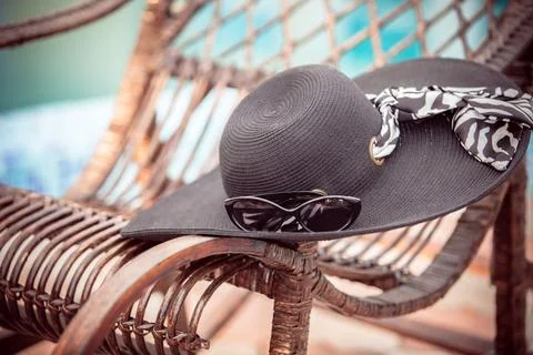 Summer hat with sunglasses 스톡 사진