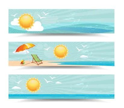 Summer Header Vector Banners Stock Illustration