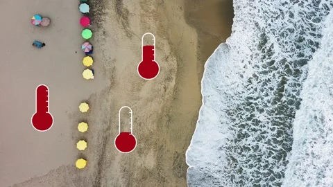 Summer heat thermometer animation showing increasing of temperature with Stock Footage 204906853