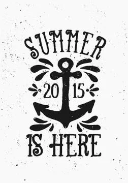 Summer is Here Poster Design Illustrazione stock