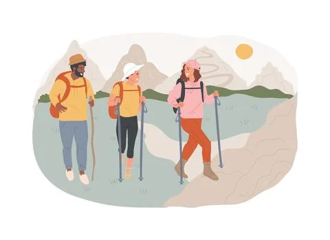 Summer hiking isolated concept vector illustration. Stock Illustration