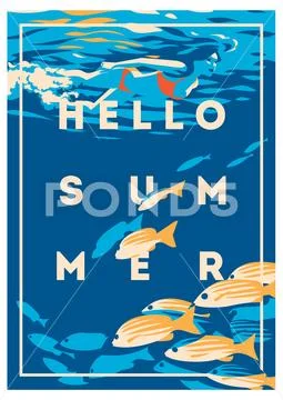 Summer Holiday and Summer Camp poster. Stock Illustration