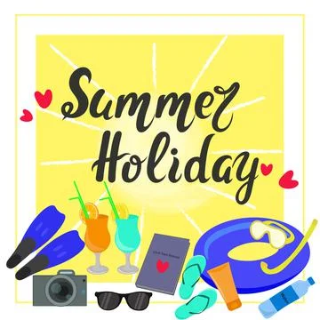 Summer holiday banner, vector. Ilustración de archivo