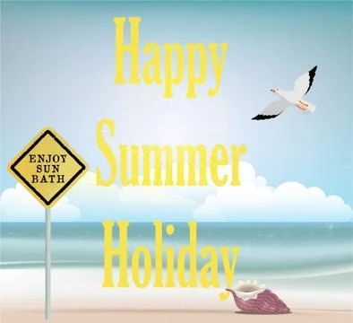 Summer holiday with beach background or illustration Stock Illustration