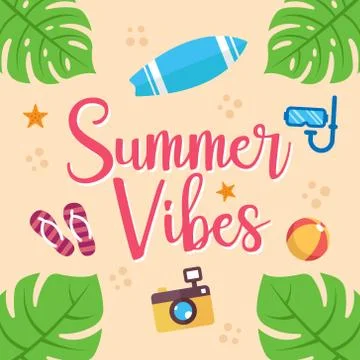 Summer Holiday on the beach Vector Illustration. Summer vacation Vector flat  Illustrazione stock