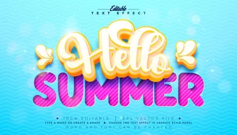Summer Holiday Editable Text Effect Design Vector Graphic Style with Beach El Illustrazione stock