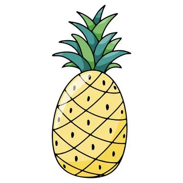 Summer holiday fruit pineapple hand drawn vector illustration isolated Stock Illustration