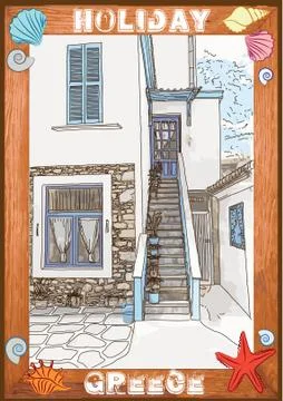 Summer holiday in Greece. Stock Illustration