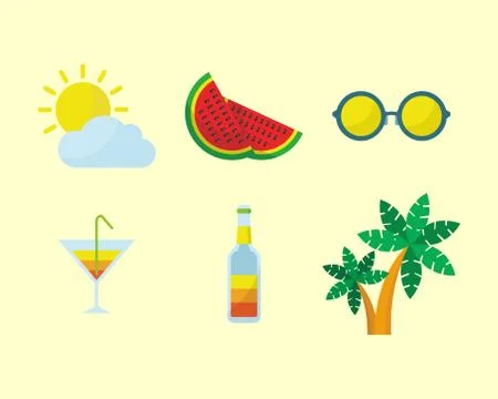 Summer Holiday Icon Set Stock Illustration