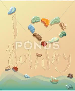 Summer holiday postcard from seaside Stock Illustration