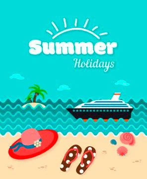 Summer holiday poster vector template Stock Illustration