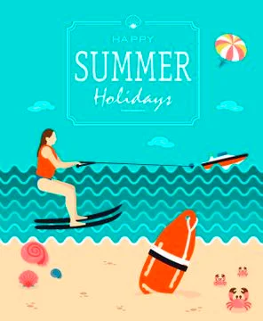 Summer holiday poster vector template Stock Illustration