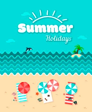 Summer holiday poster vector template Stock Illustration