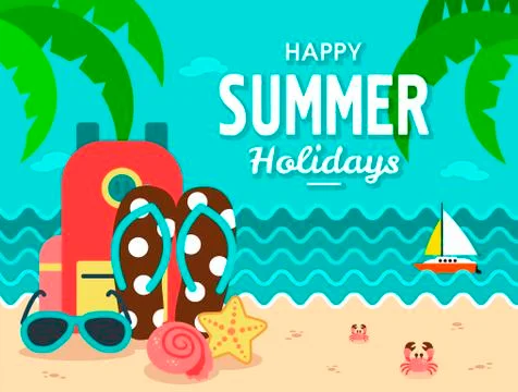 Summer holiday poster vector template Stock Illustration