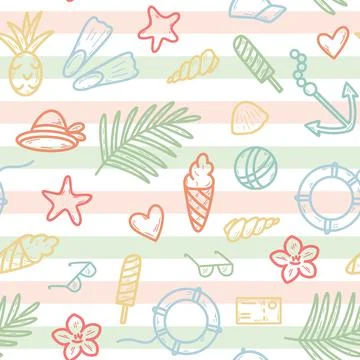 Summer holiday seamless pattern vector Illustrazione stock