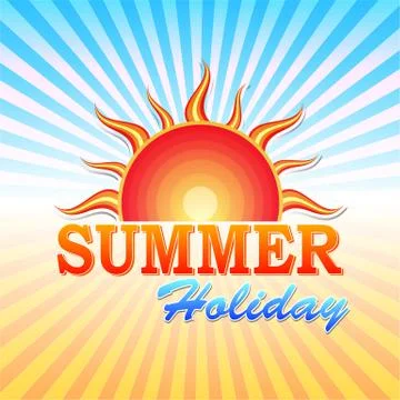Summer holiday with sun and rays Stock Illustration