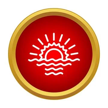 Summer holiday sun setting over the sea icon Stock Illustration