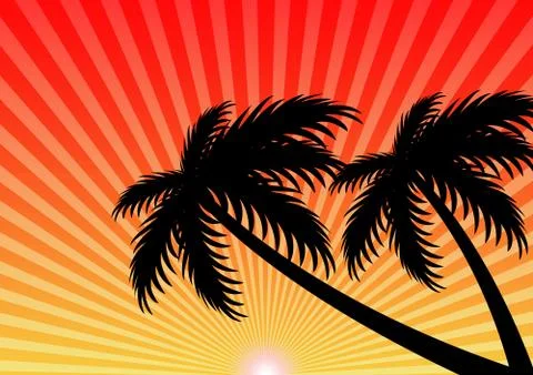 Summer holiday sunset vector background Illustrazione stock