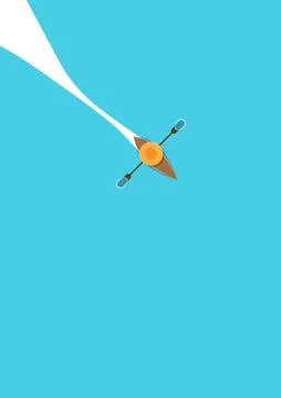 Summer holiday vector poster template with a boat at sea. Symbol of relax, va Stock Illustration