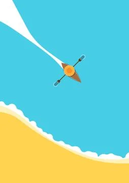 Summer holiday vector poster template with a boat at sea. Symbol of relax, va Stock Illustration