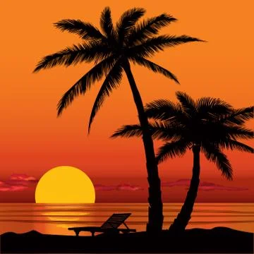 Summer holidays background. Seaside View Poster. Vector beach resort wallpape Stock Illustration
