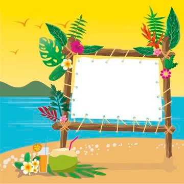 Summer holidays on the beach with copy space background. Stock Illustration