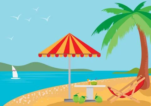 Summer holidays on the beach. Stock Illustration