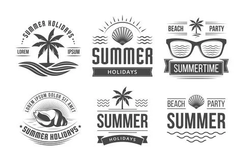 Summer Holidays Emblems Stock Illustration