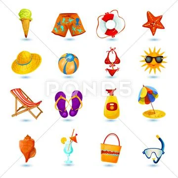 Summer Holidays Icon Set Stock Illustration