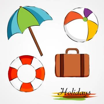 Summer holidays items Stock Illustration