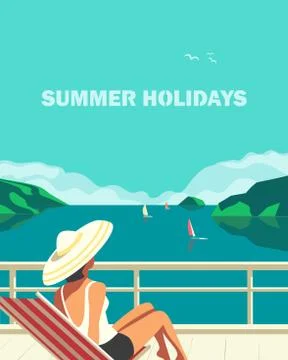 Summer holidays leisure time vector poster Stock Illustration