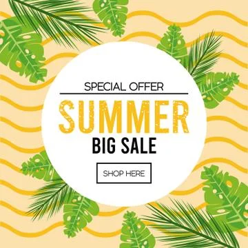 Summer holidays sale poster with circular frame Ilustração Stock