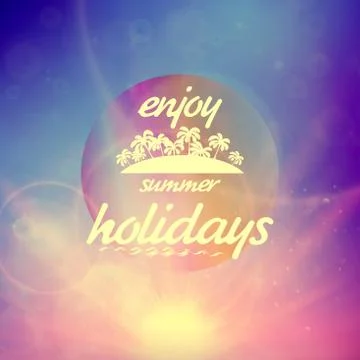 Summer holidays sunset with defocused lights. Stock Illustration