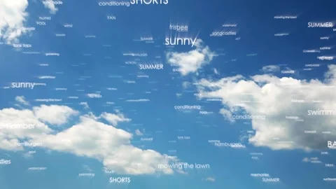 Summer holidays word cloud on time lapse sky Stock Footage 228087424