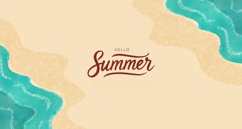 Summer horizontal background. Illustrations of sea and sand. Flat design for web Stock Illustration