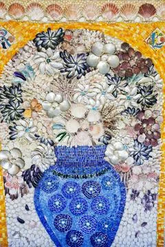 A summer house with shell pattern designs in the Abbey Gardens, Tresco, Isles Stock Photos