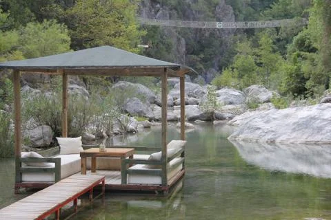 Summer house on the water Stock Photos